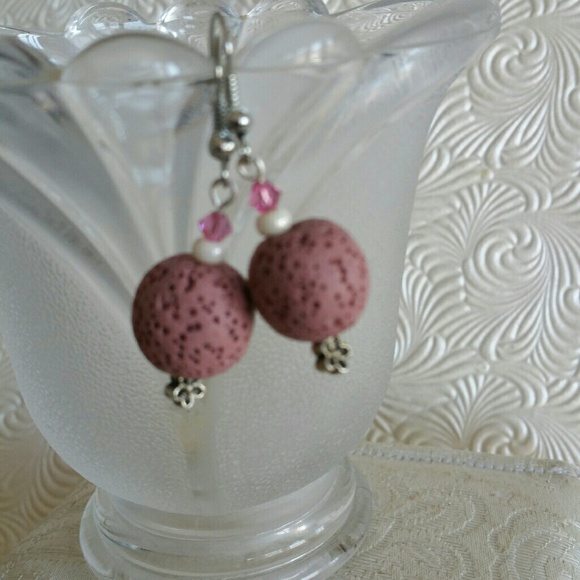 Dusty Rose Aromatherapy Earrings - Picture 2 of 2